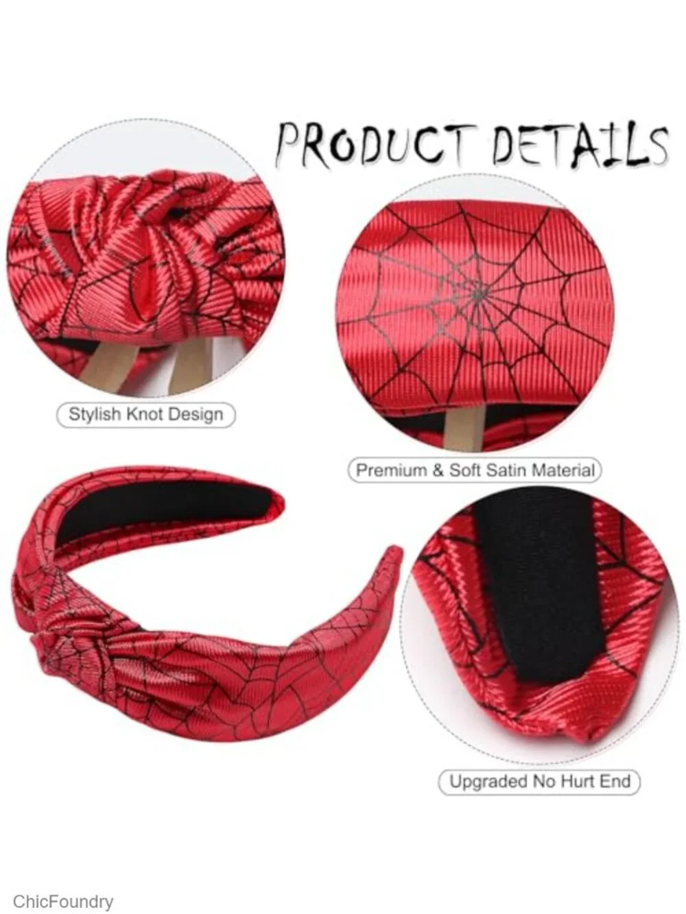 Halloween Spider Web Headband Women Wide Top Knot Hair Accessory Costume Party